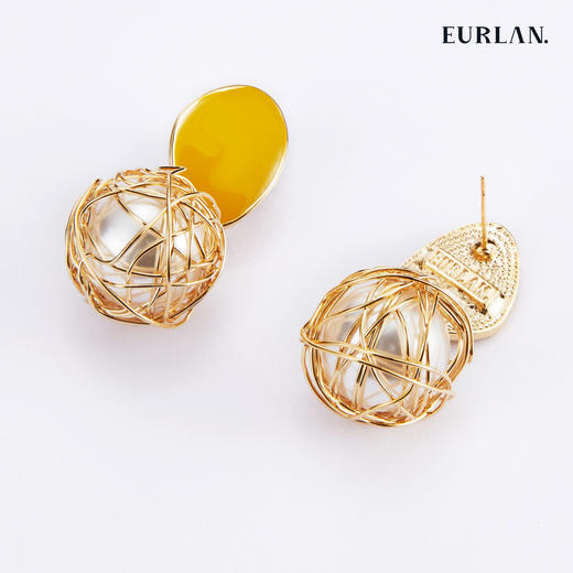 EURLAN.  D系列 幸运球耳环 黄色 商品图1