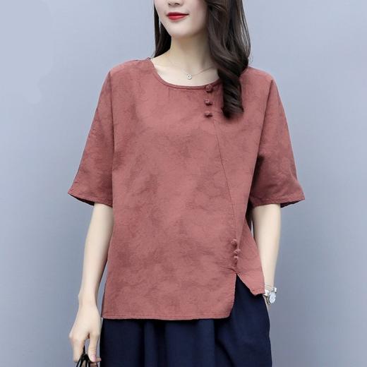 MQ-1816-X020夏季新品宽松棉麻短袖上衣YY 商品图0