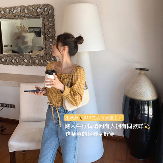 【金蘑菇菇 小菠萝特价断码不退不换！可可爱爱 方领小衬衫设计感上衣 商品图4