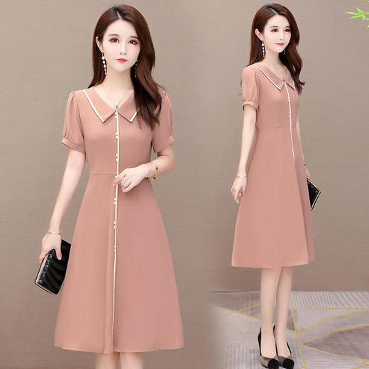 QYM-OS-20LY50新款优雅气质修身显瘦娃娃领连衣裙 商品图3