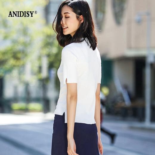 限时特惠239/2件 莱赛尔丝滑立领短袖前短后长开叉时尚针织T恤 商品图1