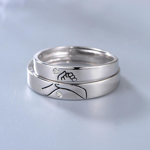 中银金行s925银钻石情侣戒指指环可调节执子之手送女友礼物情侣款dsrs