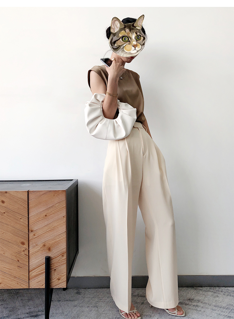 香槟色缎面无袖上衣女夏通勤法式气质衬衣心机设计感真丝衬衫短袖