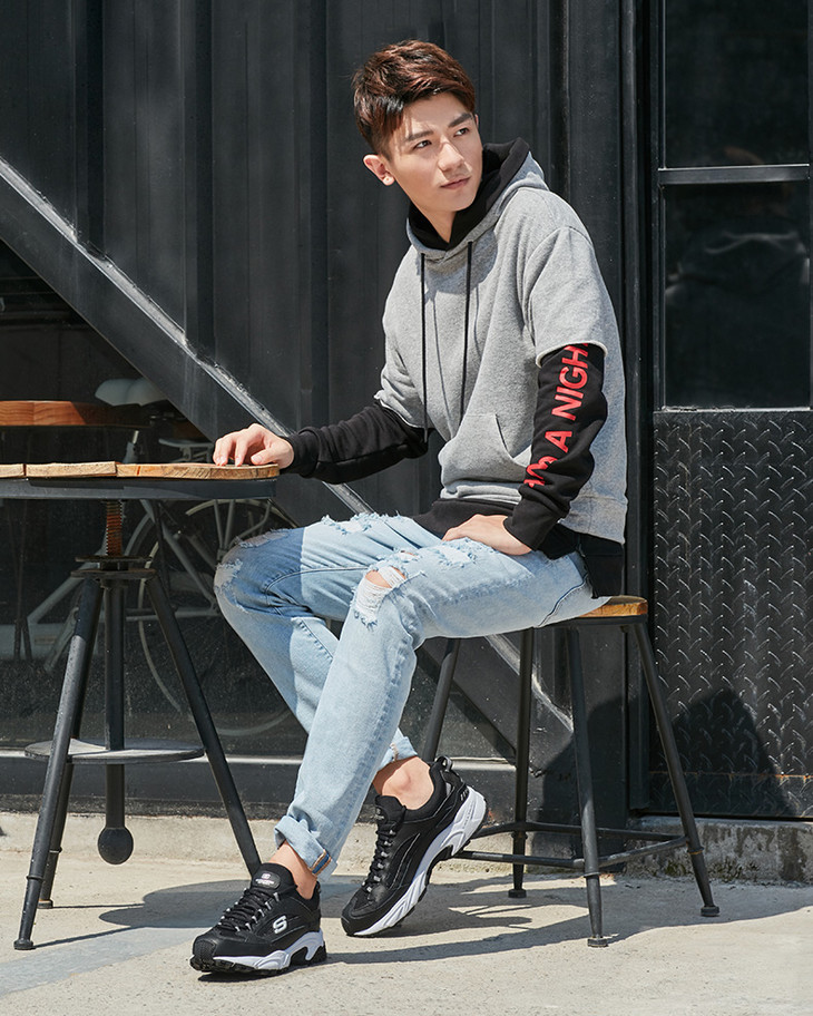 skechers斯凯奇男鞋吴尊同款时尚绑带休闲运动鞋老爹鞋666028