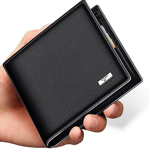 七匹狼 男士商务休闲短款钱包 男式头层牛皮卡包多功能时尚钱夹3A1313113-01黑色 商品图4