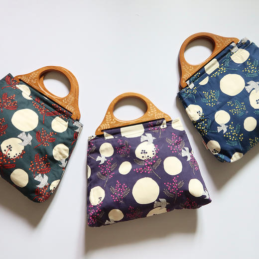 HUGOJIRO木柄手提包插画波点飞鸟 商品图0