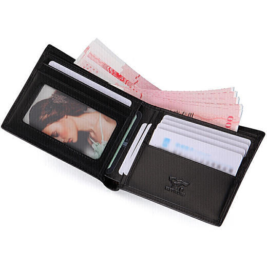 七匹狼 男士钱包短款 商务休闲男式两折牛皮皮夹 横款卡包 黑色/咖色 商品图2