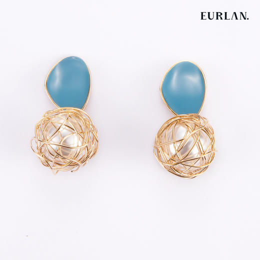 EURLAN.  D系列 幸运球耳环 蓝色 商品图0