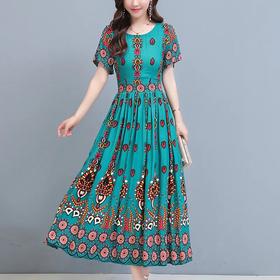 AHM gwe780绵绸连衣裙修身时尚气质名媛大摆裙