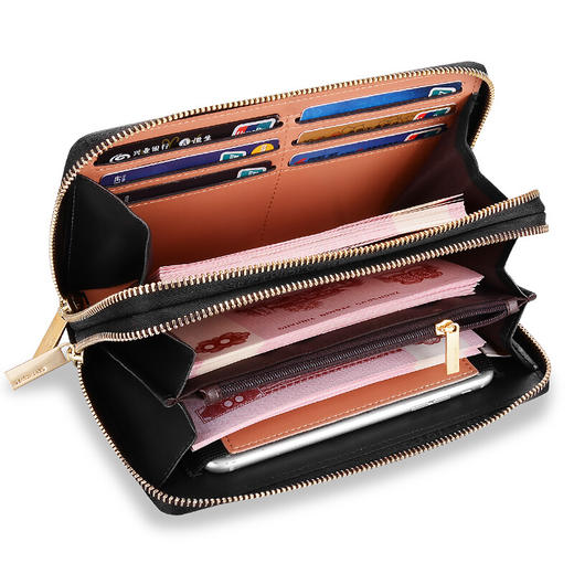 七匹狼 男士手包大容量双拉链手拿包头层牛皮多功能手抓包 1A2154083-01/02黑色小号/咖色小号 商品图1