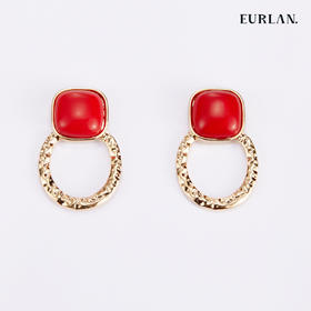 EURLAN.  C色彩系列 耳环 椭圆红