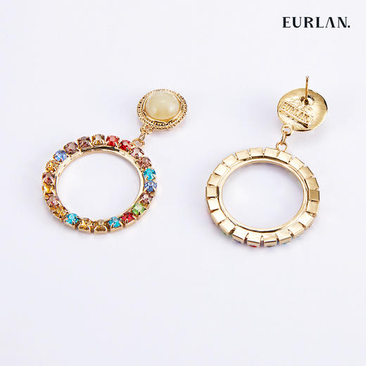 EURLAN.  B系列 彩钻耳环  白色 商品图1