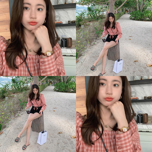 【金蘑菇菇 小菠萝特价断码不退不换！可可爱爱 方领小衬衫设计感上衣 商品图1