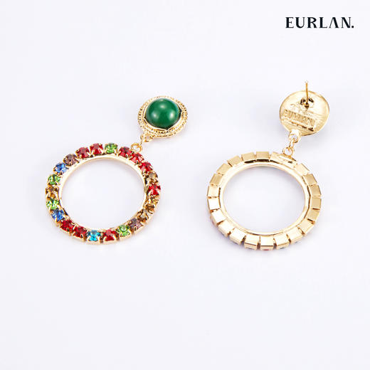 EURLAN.  B系列 彩钻耳环  高级绿 商品图1