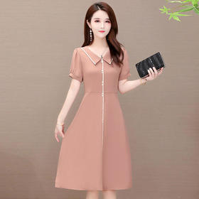 QYM-OS-20LY50新款优雅气质修身显瘦娃娃领连衣裙