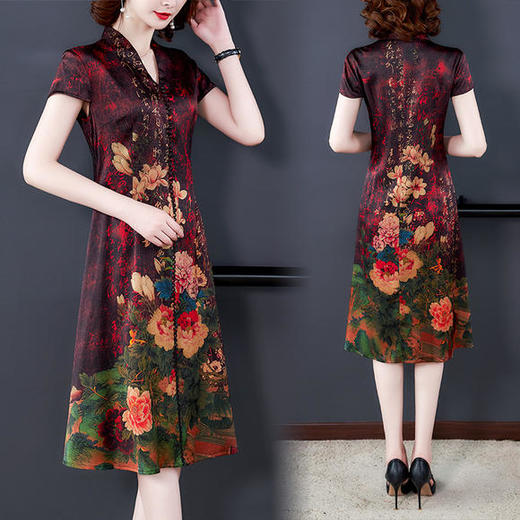 AHM-kml6626夏季新款复古高档印花连衣裙 商品图0