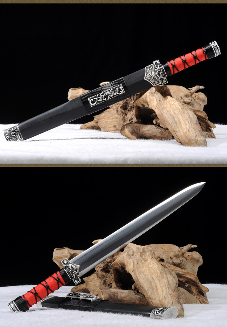 螭龙小汉剑八面汉剑龙泉短剑花纹钢汉剑龙泉沈广隆宝剑未开刃