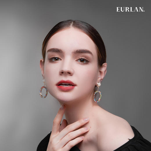 EURLAN.  B系列 彩钻耳环  白色 商品图2