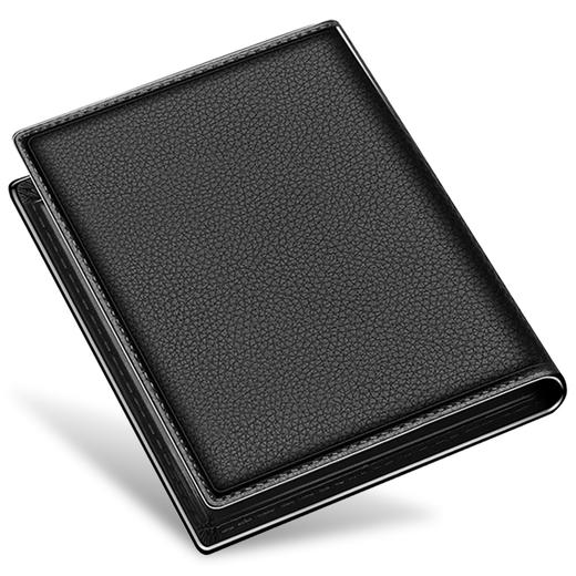 七匹狼 男士钱包短款 商务休闲两折竖款牛皮夹多功能卡包 3A1313112-01黑色 商品图1