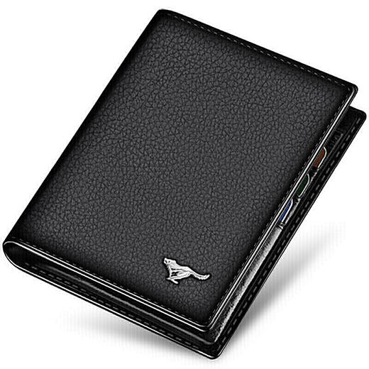 七匹狼 钱包男士短款钱夹头层牛皮时尚男式竖款皮夹多功能卡包驾驶证件套3A1313222-01黑色 商品图0
