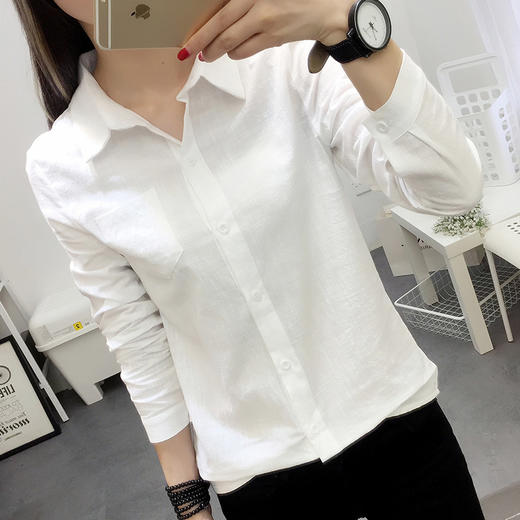 ALF-新简约纯色女上衣慵懒BF风白衬衫长袖 商品图0