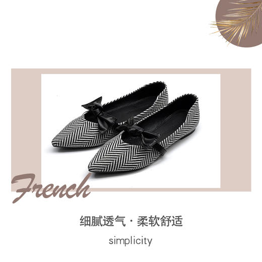 【复古魅力再现】法式亚麻编织女鞋 蝴蝶结尖头鞋 环保亚麻 透气无感 商品图2