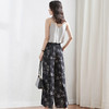 丁摩 休闲真丝乔其纱阔腿裤女高腰垂感轻薄印花桑蚕丝九分裤20-179DS399 商品缩略图7