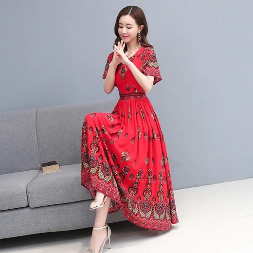 AHM gwe780绵绸连衣裙修身时尚气质名媛大摆裙 商品图1