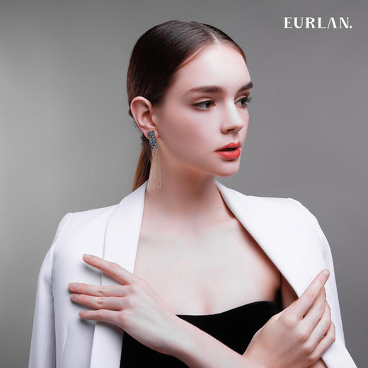 EURLAN.  B系列 彩钻 气质流苏耳环 商品图4