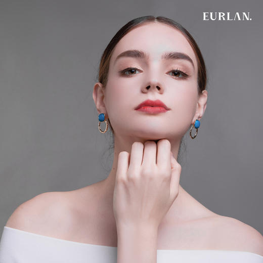 EURLAN.  C色彩系列 耳环 椭圆蓝 商品图3