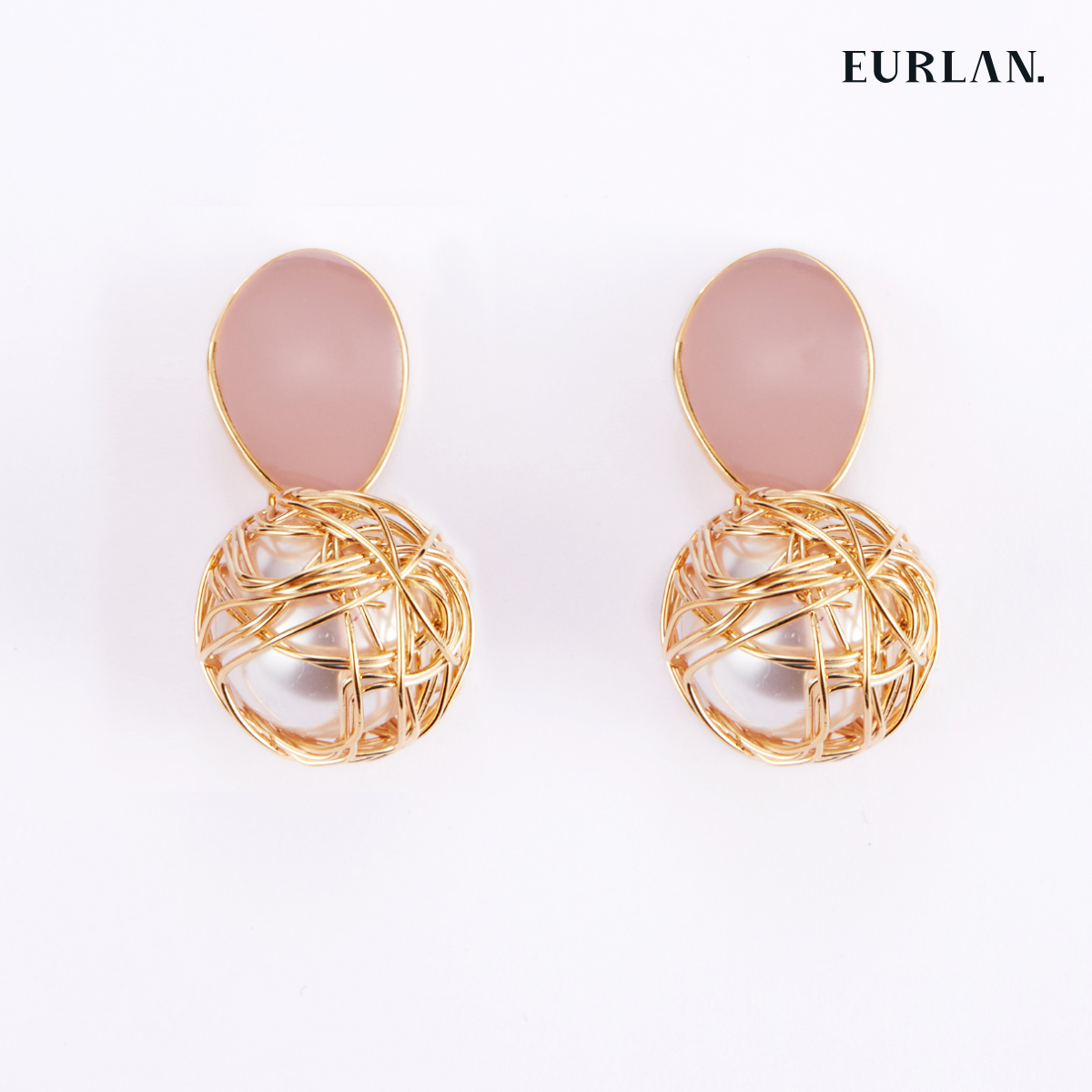 EURLAN.  D系列 幸运球耳环 粉色