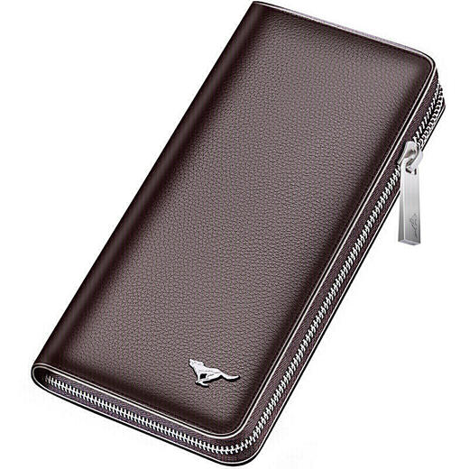 七匹狼 男士手包 大容量头层牛皮拉链多功能商务手拿包男1A4964081-02 咖色 商品图0