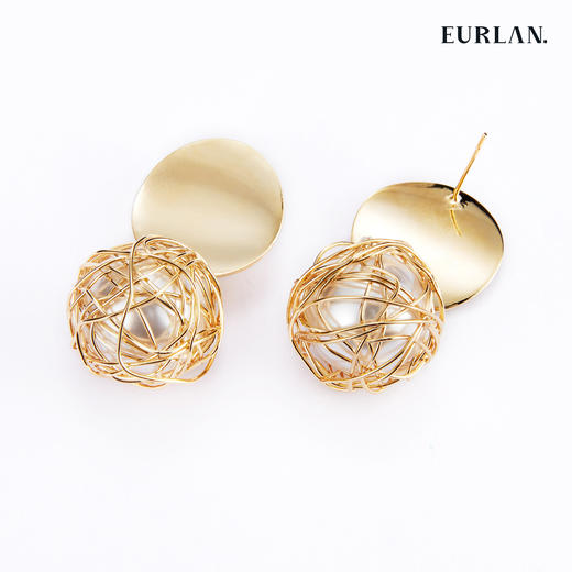 EURLAN.  D系列 幸运球耳环 金色 商品图1