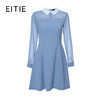 EITIE爱特爱女装秋款时尚通勤洋气镂空网纱拼接翻领收腰连衣裙女C2007504 商品缩略图14