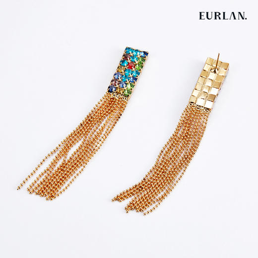 EURLAN.  B系列 彩钻 气质流苏耳环 商品图1