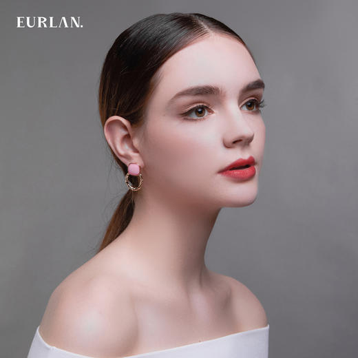 EURLAN.  C色彩系列 耳环 椭圆粉 商品图4
