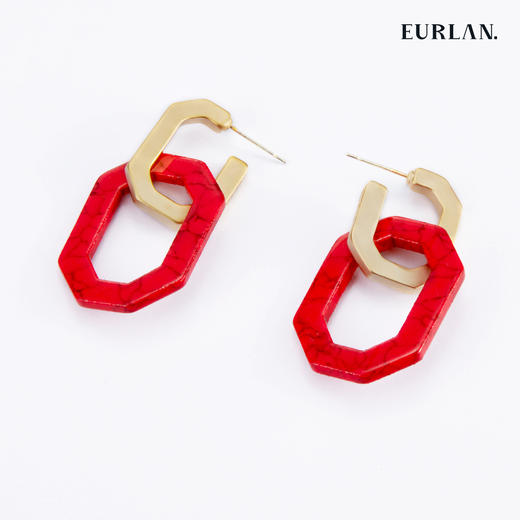 EURLAN.  C系列 耳环连环扣红 商品图1