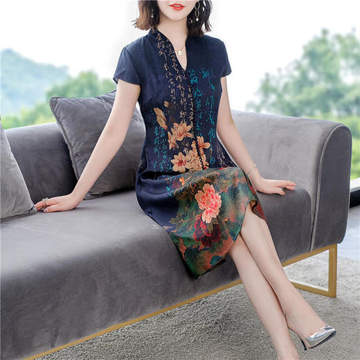 AHM-kml6626夏季新款复古高档印花连衣裙 商品图3