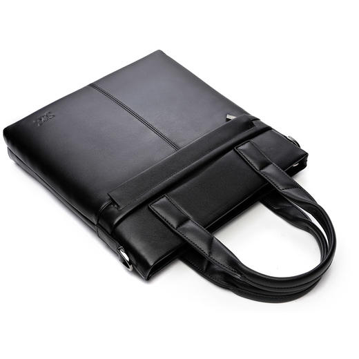 七匹狼 单肩包手提包男包商务斜挎包头层牛皮皮包 日版版时尚百搭公文包竖款背包男 1A3164012-01黑色 商品图2