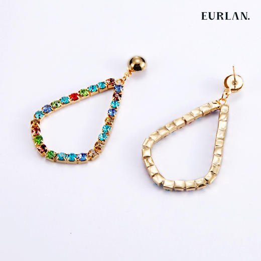EURLAN.  B系列 彩钻耳环 个性水滴形 商品图1