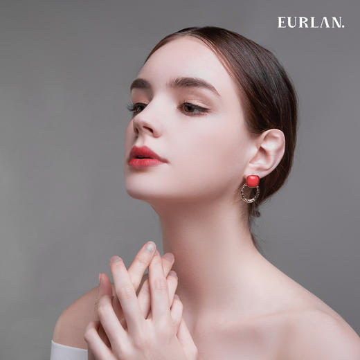 EURLAN.  C色彩系列 耳环 椭圆红 商品图2