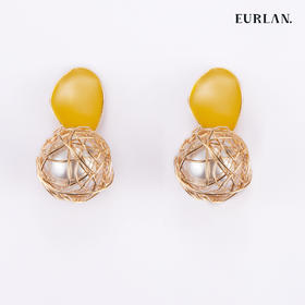 EURLAN.  D系列 幸运球耳环 黄色