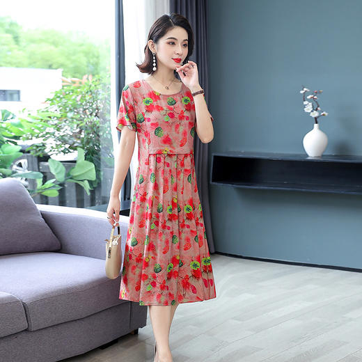 MQ-1392-911夏装新款洋气短袖气质过膝连衣裙YY 商品图1