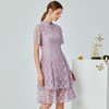 EITIE爱特爱夏季新款时尚中国风水滴领镂空蕾丝修身连衣裙女B20074108 商品缩略图2