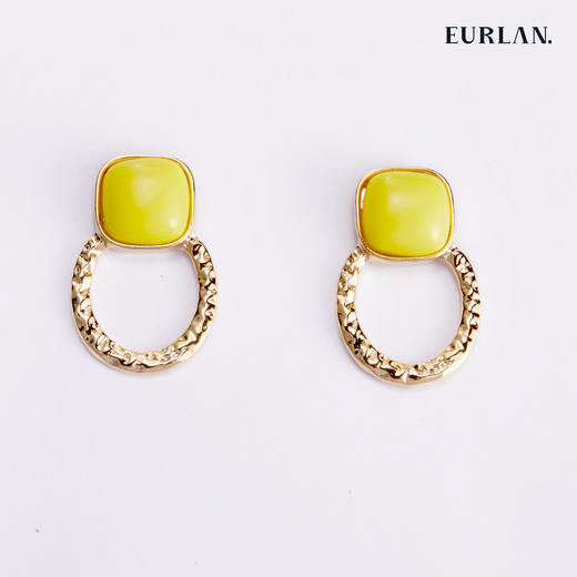 EURLAN.  C色彩系列 耳环 椭圆黄 商品图0