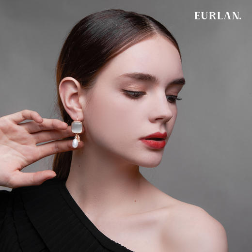 EURLAN.  A系列 珍珠猫眼石耳环 商品图3