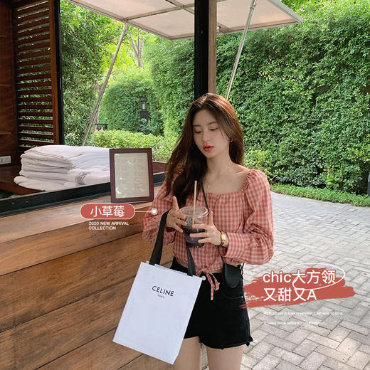 【金蘑菇菇 小菠萝特价断码不退不换！可可爱爱 方领小衬衫设计感上衣 商品图2