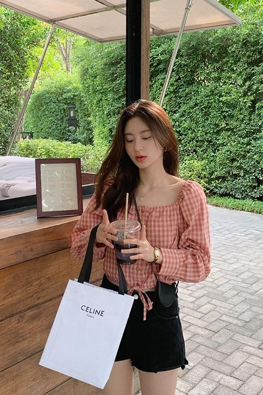 【金蘑菇菇 小菠萝特价断码不退不换！可可爱爱 方领小衬衫设计感上衣 商品图5