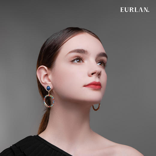 EURLAN.  B系列 彩钻耳环  经典蓝 商品图3