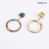 EURLAN.  B系列 彩钻耳环  经典蓝 商品缩略图1